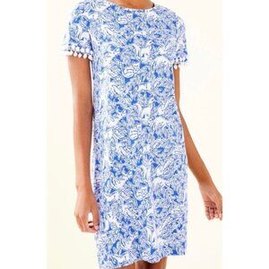 Lilly Pulitzer Lissie Floral Fox Pom Pom Dress-Pom Pom Trim